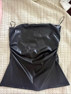 aerie Leather Black Strapless Top
